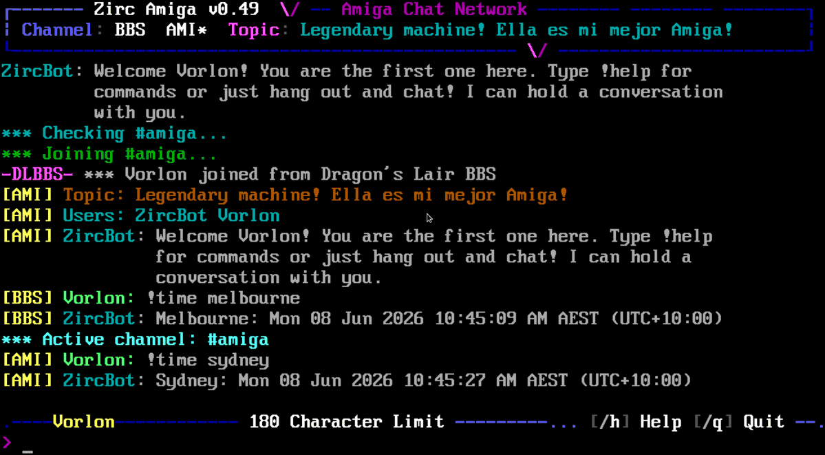 Bots in action - asking ZircBot the time